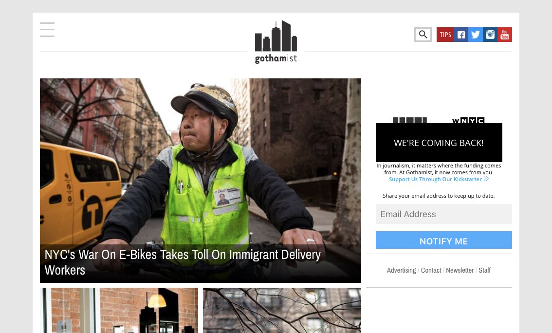 Gothamist Website screenshot